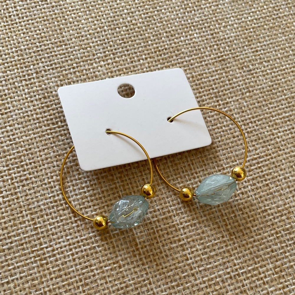 Elegant Gold and Blue Hoop Earrings